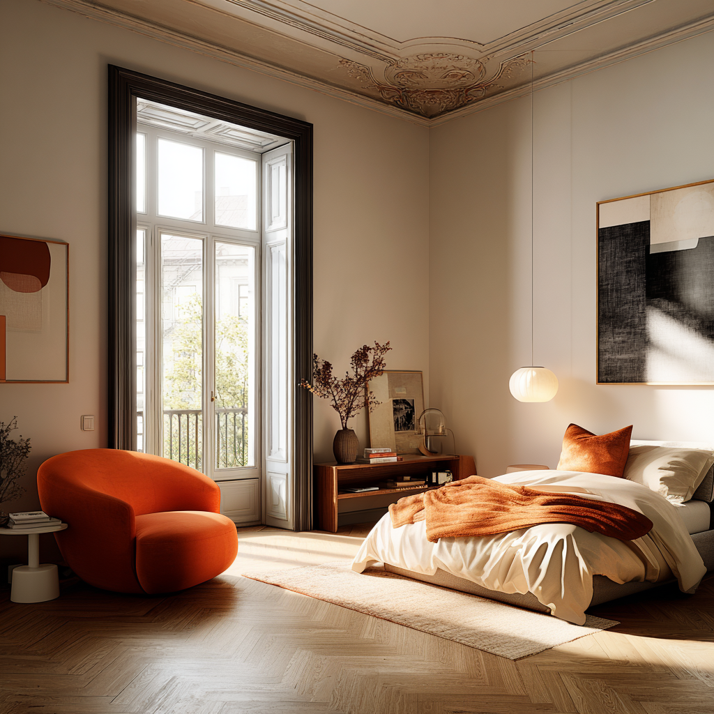 Voimakkaat värit ja valkoinen tasapainottavat toisiaan.